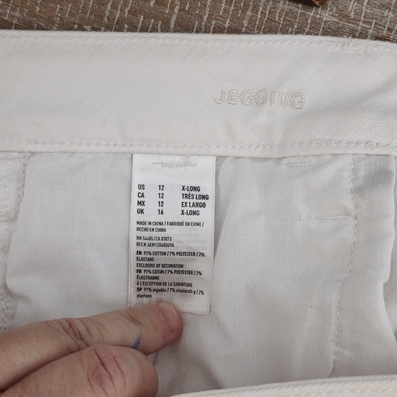American Eagle White Super Stretch Skinny Jeggings Size 12 x-Long - Picture 5 of 8